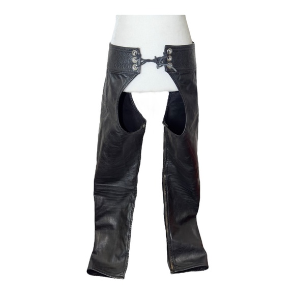 Handmade Chaps Men’s Medium Black Genuine Leather Lined - Picture 1 of 7